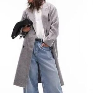 Topshop Gray Long Wool Coat